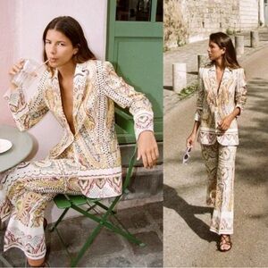 Zara linen paisley print blazer